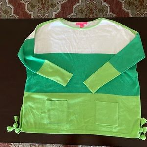 Lilly Pulitzer Tunic Green & White Light Weight Sweater sz S